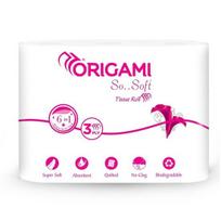 Origami tualetinio popieriaus pakuotė iš 6 rulonų, po 140 atplėšiamų lapelių kiekviename, 3 sluoksnių (Iš viso 6 rulonai, 840 lapų) pink