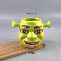 Halloween Dance Party Ceramic Cups, Shrek Mugs, Cartoon and Anime Masks, Green Full-face Figurine Ornaments 301-400ml yellow