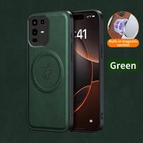 Belaidžio įkrovimo magnetinis dėklas, skirtas Infinix Note 50 Pro 4G 50 Pro+ 50x 5G, apsauginis dangtelis, PU odos kietas galinis dangtelis Infinix Note 50 Pro+ žalia