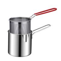 Stainless Steel Deep Fryer - Household Oil Pan with Small Skewer & Strainer, Compact Deep Fryer for Home Kitchen Food One Size sidabras