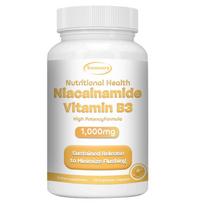 Xemenry Niacinamide Vitamin B3, 1000 mg per serving, beneficial for heart health, brain function, and revitalizing skin. 120 white