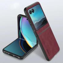 Prabangus odos pojūtis PU+TPU odinis minkštas telefono dėklas, skirtas Motorola Moto Razr 60 50 40 Ultra Plus 2025 2025 smūgiams atsparus apsauginis dangtelis Motorola Razr 60 raudona