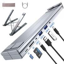 Foldable Type-C Laptop Dock: Multi-Function Desktop Stand & USB Converter gray