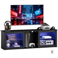 70 colių televizoriaus stovas su LED apšvietimu ir laikymo vietomis - Juodas 160 x 35 x 51.7 cm