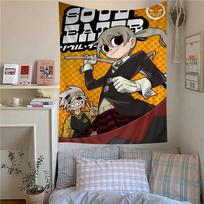 Soul Eater Shinigami Scythe Anime Tapestry Wall Hanging Aesthetic Decor Bedroom Dorm Japanese Wall Art 100X70CM orange