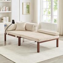 Kietmedžio sulankstoma sofa-lova – Daugiafunkcinė vienvietė ištraukiama lova - SMĖLIO spalvos 176 x 81 x 64 cm smėlis