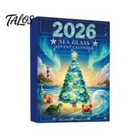Kalėdų Advento kalendorius 2026, 24 dienų skaičiavimas su akriliniais unikaliais kolekciniais pakabinamais pakabukais, dovanos šventiniams namams, vakarėliams, eglutei dekoruoti B blue