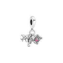 Pandora Airplane, Globe And Luggage Charm Women Charms 799435C01 Box,F,Multicolor white