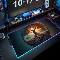 Tree of Life Mouse Pad RGB Gaming Mousepad Big LED Pad PC Desk Mat Luminous Mouse Pad Large Keyboard Mats Table Rug With Backlit RGB600x300x3mm gray