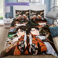 Mikasa Ackerman Bedding Set, 1 Duvet Cover & 2 Pillowcases, Cozy Home, Great Gift for Attack on Titan Fans 135x200cm gray