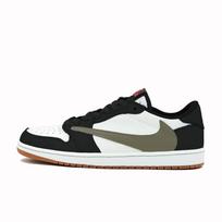 Travis Scott x Jordan Air Jordan 1 Slip Resistant Abrasion Resistant Low top Vintage Basketball Shoes Women's DZ4137-700(Team-)-Random packaging bags 35.5