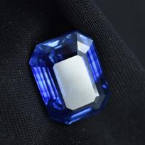 Natūralus mėlynas tanzanitas, laisvas brangakmenis, pasaulinio smaragdo pjūvio, 14,75 ct, papuošalų gamybai ir rankdarbiams 15.0 mm approx mėlyna