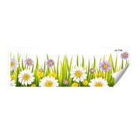 Green Grass Flowers Wall Corner Sticker, Spring Wildflower Baseboard Skirting Line Wall Decals for Bedroom Living Room A yellow