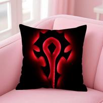 Fashion W-World Of Warcraft W-Wow Cushion Cover Pillowcase Short Plush Invisible Zipper Room Sofa Cushion Cover Peach skin 18*18(CM)-1Pcs red