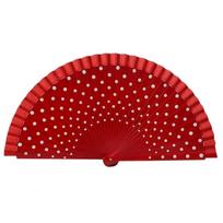 Dots Pattern Flamenco Fan Wood Hand Fan Elegant Accessory Spanish Fan  Wedding Decorations raudona