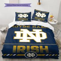 Notre Dame Fighting Irish Pattern Bedding Set Quilt Cover Pillowcase Home Decor Gift (1 * duvet cover + 2 * pillowcase, without core) 135x200cm white