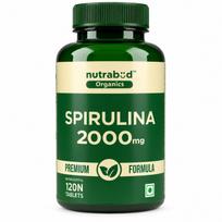 Nutrabud Spirulina Tablets 2000mg per Serving - 120 Veg Tablets - For Women, Men - Preservative & Additive Free (120 Count (Pack of 1))