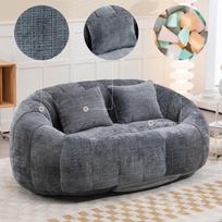 Bean Bag Sofa Lazy Sofa Durable Comfort Lounger High Back Chair for Adults and Children, Indoor & Outdoor, Soft Lounge Chair (Gray Chenille) 145 x 95 x 63 cm pilka