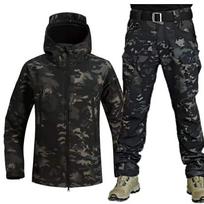 Vyriški storinanti karinė uniforma Camo striukė ir armijos kovos kelių kamerų marškinėliai Taktinės medžioklės dažasvydžio kelnių rinkinys M šalta juoda spalva