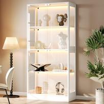 80 x 35 x 170 cm LED vitrina, skaidrus stiklas, 4 lentynos, LED apšvietimas valdomas programėle, durys atidaromos paspaudimu, figūrėlėms ir modeliams, balta 80 x 35 x 170 cm balta