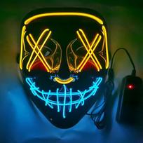 Luminous Black V Mask: LED Cold Light Halloween Ghost Dance Mask yellow