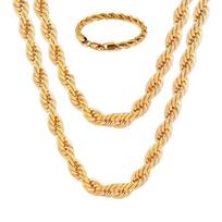 2 vnt. rinkinys 18K aukso 4MM grandinėlės virvės vėrinys Apyrankių rinkinys Madingas vyrui Berniukui Moteriai Moterims Kalėdos Vestuvės 50cm and 20cm beige