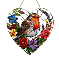 Paukščio gaudyklė nuo saulės Vitražinis kolibris Langų pakabinamas ornamentas namų sienų sodo dekorui Dovanos paukščių mylėtojams 15x15cm A gray