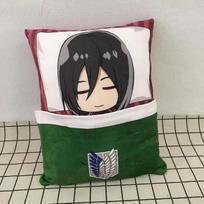 Attack On Titan Levi Ackerman Plush Toys Mikasa Eren Pillow Stuffed Toys Festival Birthday Gift 33x24cm white