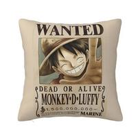 Wanted Monkey Luffys Anime Throw Pillow Cover Square Pillow Case Polyester Cushion Cover for Bed Couch Sofa Decor 18x18 Inch 30cmx30cm brown