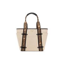 Michael Kors Casual Metal Logo Tote Bag Women Tote Bags Beige Black 30T2G5VT3C-006 Basic Set (Bag+Dust Bag) beige