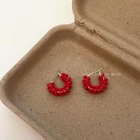 Korean Style C-Shaped Millet Bead Ear Cuff - Simple, Versatile, and Fashionable Earrings for Women beige