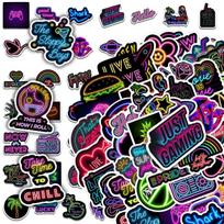 50 Dopamine Neon Graffiti Waterproof Stickers - DIY Decorative Notebook & Luggage Set B134 black