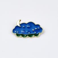 Creative Sun and Cloud Metal Brooch: Cute Geometric Expression Accent for Clothing blue