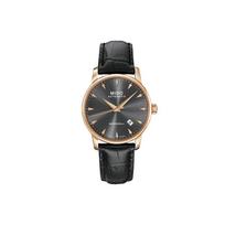 MIDO Baroncelli serijos mechaninis laikrodis 50 metrų atsparumo vandeniui vyriškas laikrodis Šveicariškas laikrodis juodas ciferblatas odinis dirželis M8600.3.13.4 juoda