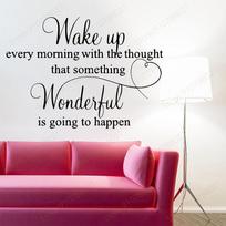 Wake Up Every Morning Quotes Wall Decals Vinyl Interior Home Decor Room Bedroom Wall Stickers Decoration Design Words Mural S336 (Red,59x42cm) raudona