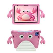 Vaikams 3D mielas krabas planšetės dėklas, skirtas iPad 10 kartos 10.9 colių 11 12 kartos, iPad Pro 11 colių Air 4/5/6/7/8 A16/A19 M2 M3 M4 M5 2026 EVA dangtelis iPad 10th Gen 10.9in rožinė