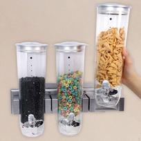 Dry Food Dispenser Triple Canister Grain Oatmeal Container Sealing Save Space Cereal Candy beige
