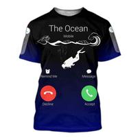 Unisex Dive The Ocean T-shirt 3D SCUBA Diver Pattern Men's Tops Extreme Sports T-shirt Fashionable Summer Short Sleeved Clothing XXS black