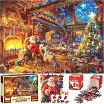 Advent Calendar  Christmas Jigsaw Game - Santa Claus, 24 Parts 1000 Piece Advent Calendar Puzzle, Great Christmas Countdow