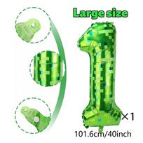 40inch green pixel digital balloon 0-9 pixel miner themed birthday party decoration commemorative day decoration 40inch