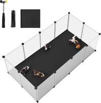 SONGMICS Pet Playpen with Floor, Removable Oxford Fabric Mat, Small Animal Enclosure, DIY Plastic Cage, Indoor Run for Hamsters, Rabbits, Hedgehogs balta