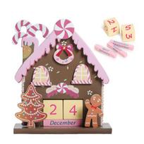 Christmas Gift for Friends Wooden Advent Calendar, Gingerbread House Countdown Calendar with Wood Perpetual Blocks, Days Until Xmas Tabletop Ornament A white