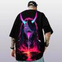 Men's Cyberpunk Anime Succubus 3D Print Oversized T-Shirt XXS black