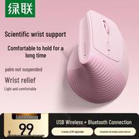 UGREEN M331 Ergonomic Wireless Bluetooth Vertical Mouse rožinė