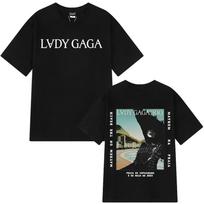 Summer Lady Gaga Mayhem Tour T Shirt Hip Hop Fashion Graphic  O-Neck 100% Pure Cotton Printed Oversized Unisex T-shirts S gray