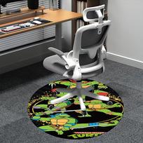 Paaugliškos Mutantinės Vėžliukai Ninja, TMNT Kėdės kilimėlis Apvalus kilimas Biuro kilimas, Skalbiamas mašinoje, Neslystantis, Tinka svetainėms, Miegamiesiems 80cm gray