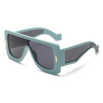 Fashion Large Frame Connected Glasses Cyberpunk Female Sunglasses Trendy UV Resistant Eyewear gray