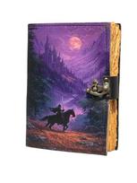 Moonlit Rider Leather Journal – Handcrafted Fantasy Notebook (5x7, 200 Pages) purple