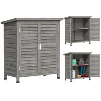 Garden cabinet tool shed on legs shelf louvred doors bitumen roof fir wood 87L x 46.5W x 96.5H cm grey 87 x 46.5 x 96.5 cm