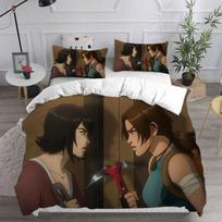 Tomb Raider The Legend Of Lara Croft Season 1 Bedding Sets Bed Cover Comforter Duvet Cover Pillow Case 2-3 Pieces Sets EU Single 135x200cm white